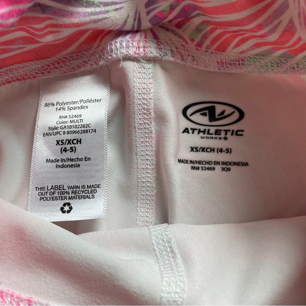 Athletic Works Girls’ Pink & Multicolor Leggings. Size XS (4/5) - Picture 4 of 10